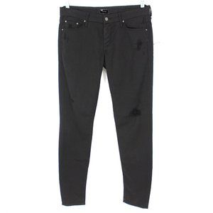 MOTHER The Looker Distressed Black Midnight Princess Denim Skinny Jeans 28